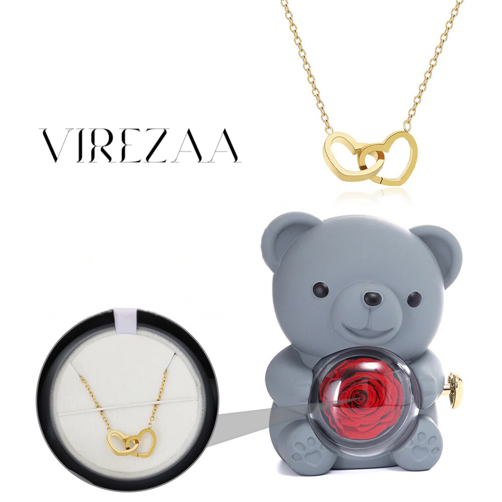 Eternal Rose Bear & Engraved Necklace Gift Set