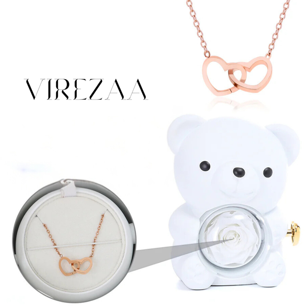 Eternal Rose Bear & Engraved Necklace Gift Set