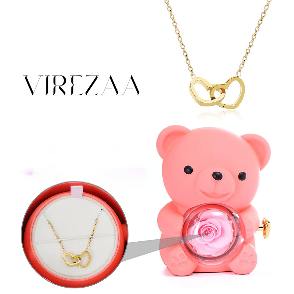 Eternal Rose Bear & Engraved Necklace Gift Set