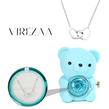 Eternal Rose Bear & Engraved Necklace Gift Set