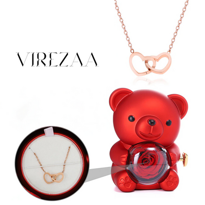 Eternal Rose Bear & Engraved Necklace Gift Set