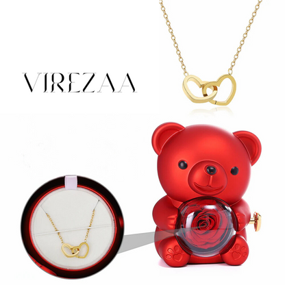 Eternal Rose Bear & Engraved Necklace Gift Set