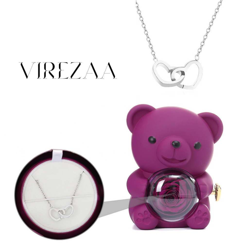 Eternal Rose Bear & Engraved Necklace Gift Set