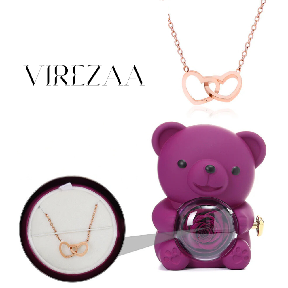 Eternal Rose Bear & Engraved Necklace Gift Set