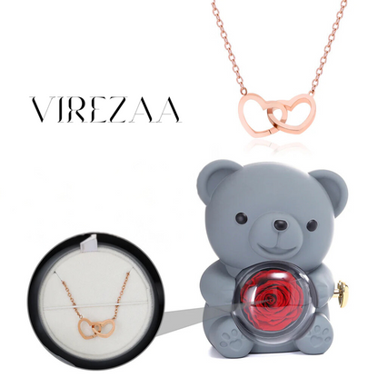 Eternal Rose Bear & Engraved Necklace Gift Set