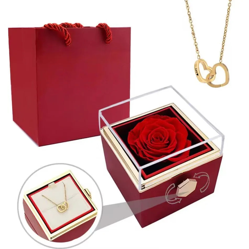 Eternal Rose With Engraved Necklace Gift Set